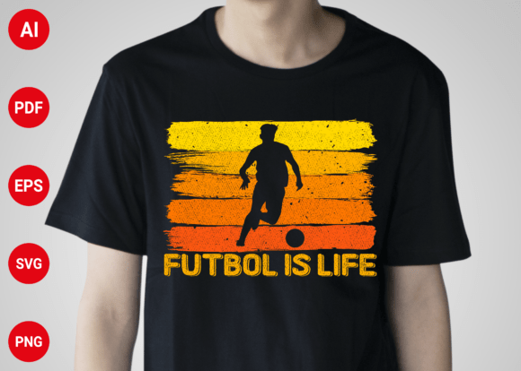 Futbol is Life Retro Soccer Design: Graphics & T-Shirt Designs