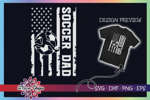 Soccer Dad USA Distressed Flag Graphics