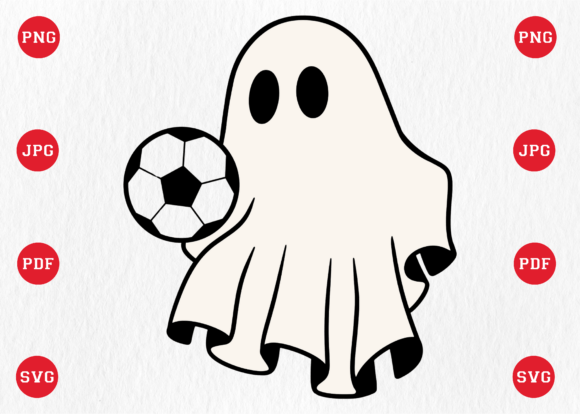 Spooky Ghost Playing Soccer SVG: T-Shirt Designs & Graphics
